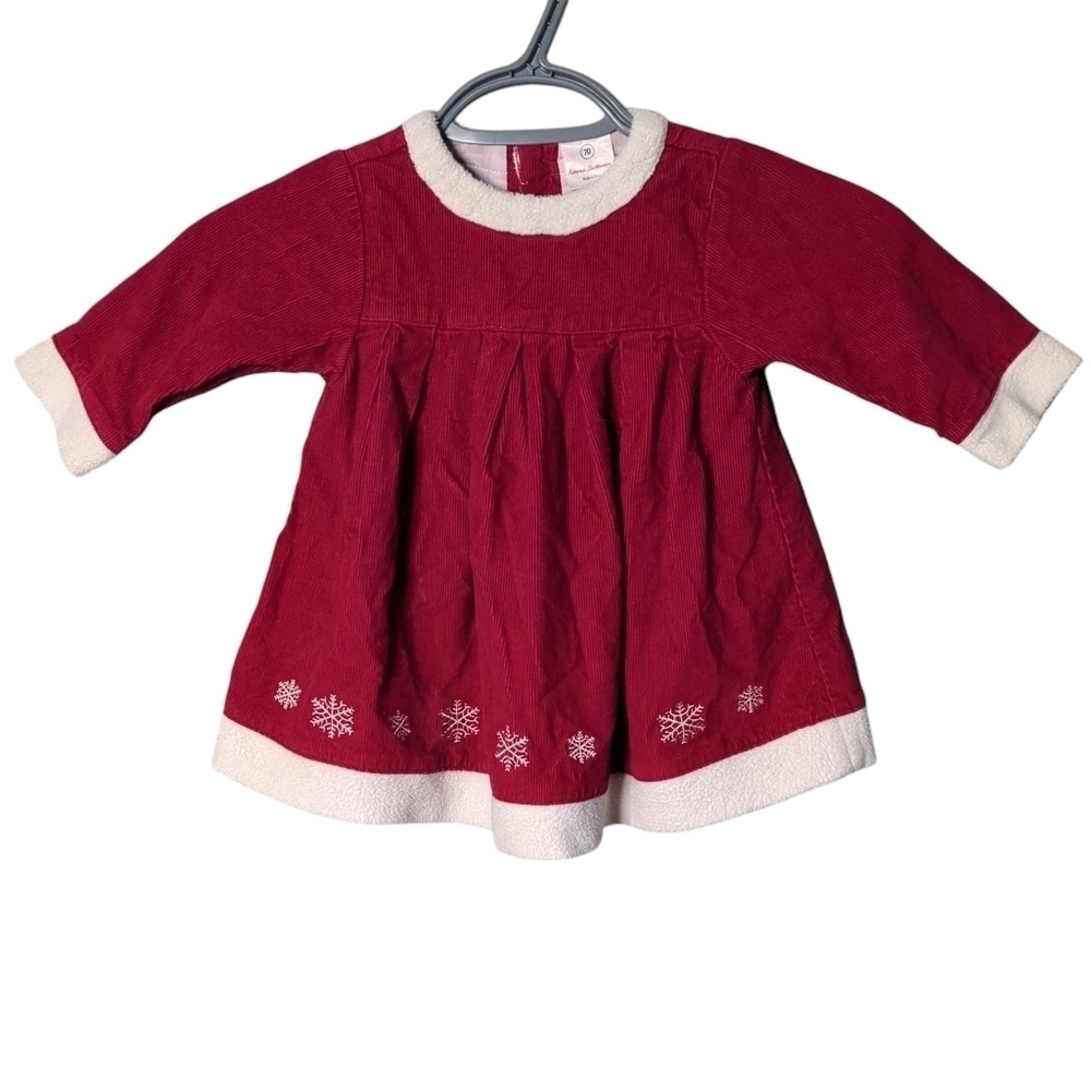 Hanna Andersson Red Cord Dress Size 6-12 Months Winter Snowflake Holiday